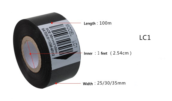 5 Pics/lot Black Hot Stamp Ribbon LC1 30mm x 100m For Coder Printer Machine